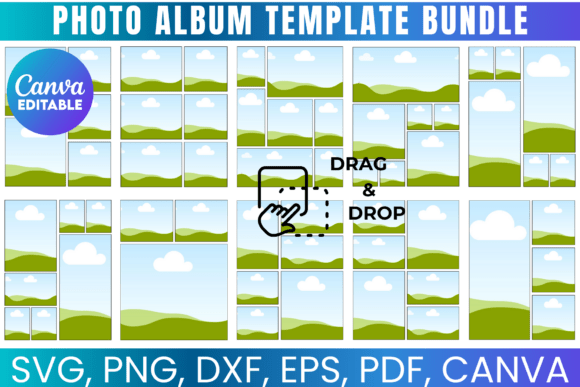 Canva photo album template bundle for collages and yearbooks