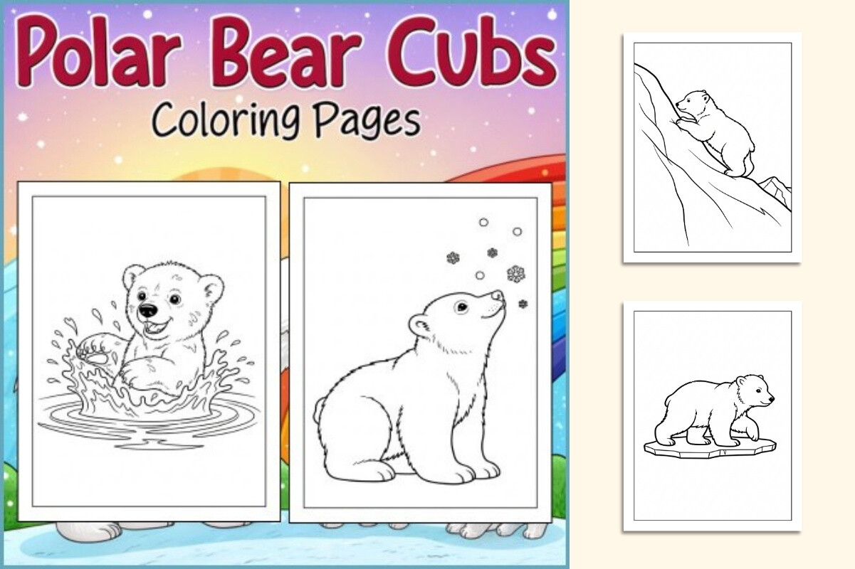 Polar Bear Cubs Coloring Pages