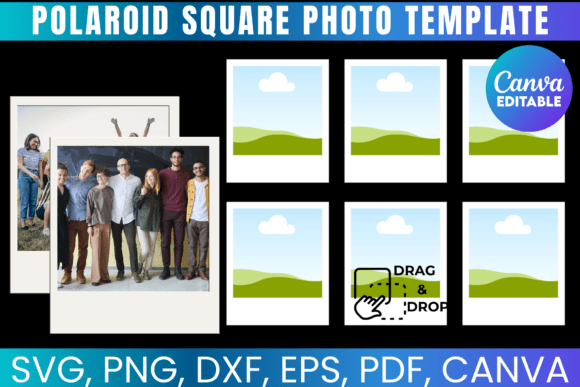 Polaroid square photo Canva template for albums guest books and save-the-dates