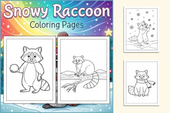 Snowy Raccoon Coloring Fun Pages