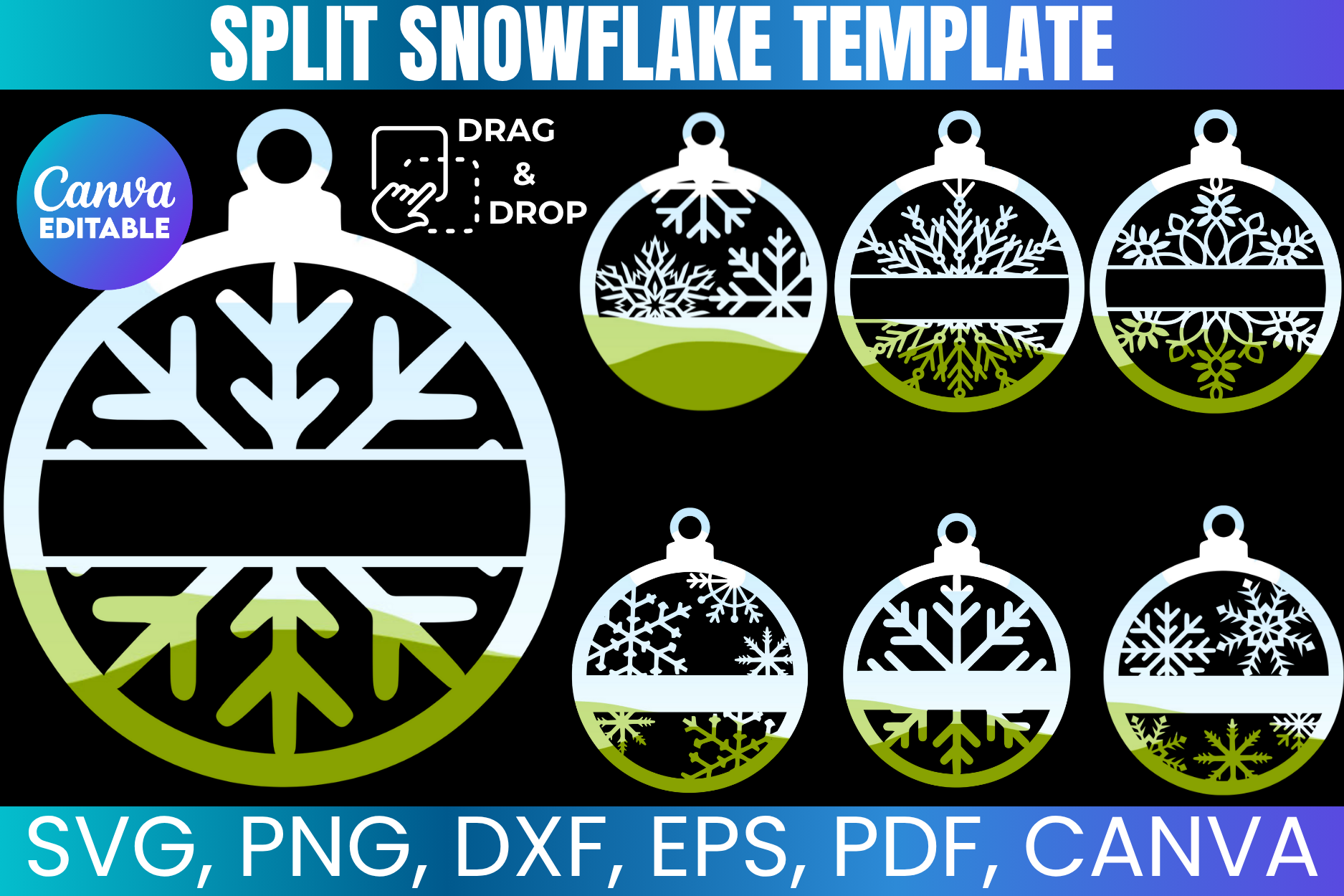 Split Snowflake Canva Template