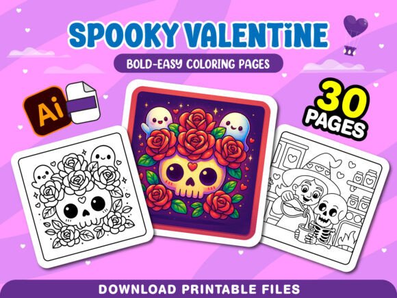 Spooky Valentine Adults Coloring Pages