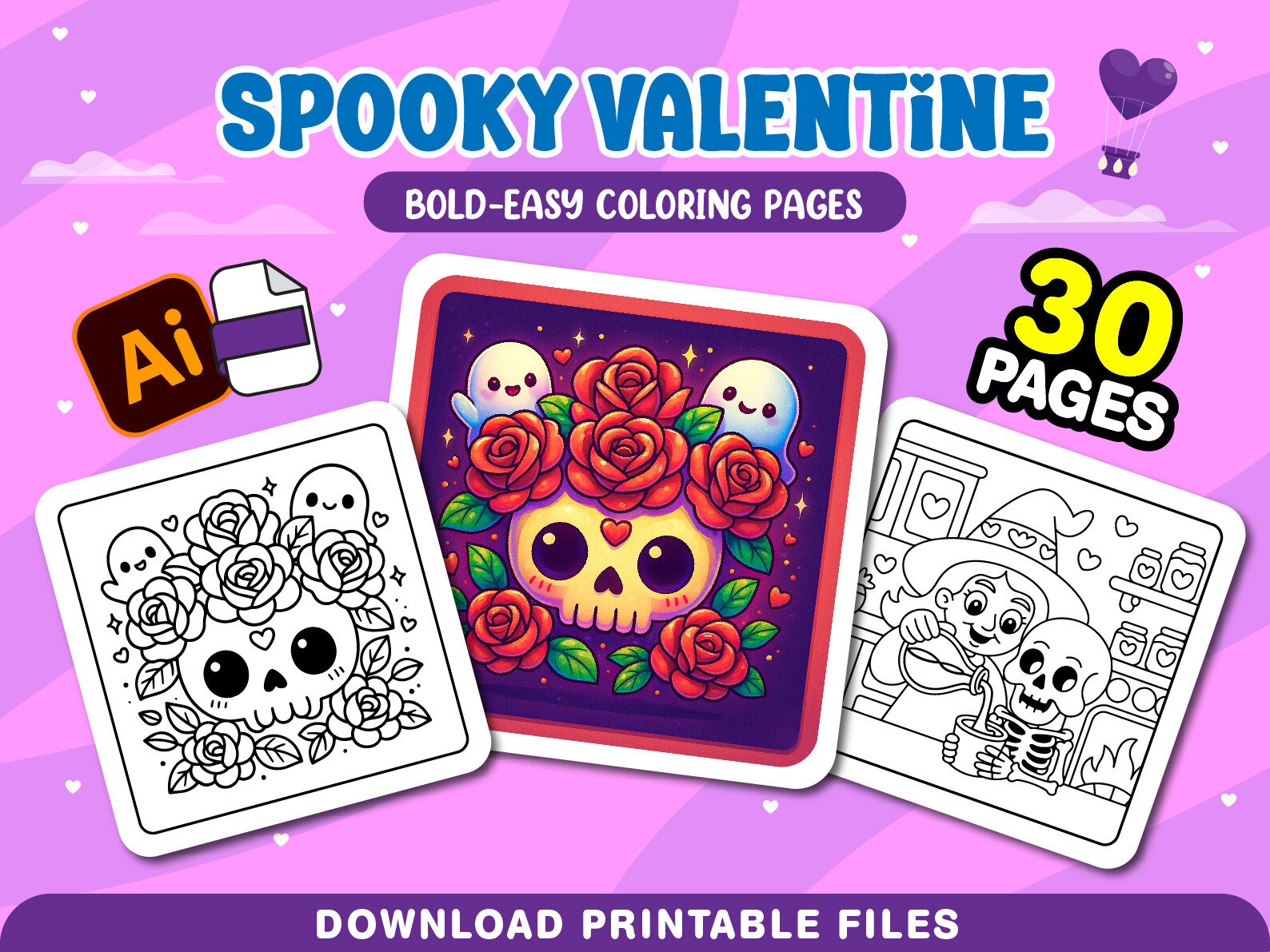 Spooky Valentine Adults Coloring Pages