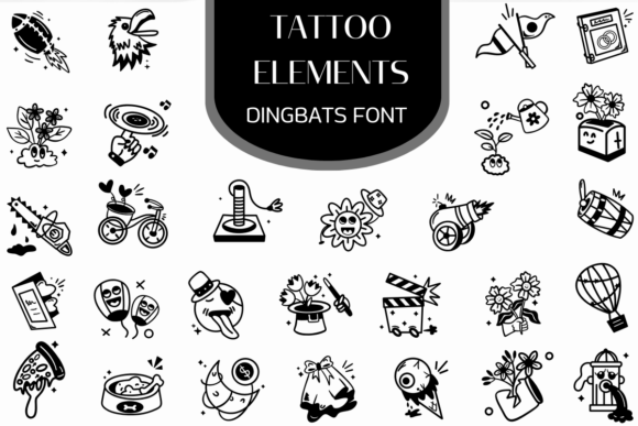 Preview of Tattoo Elements dingbat font