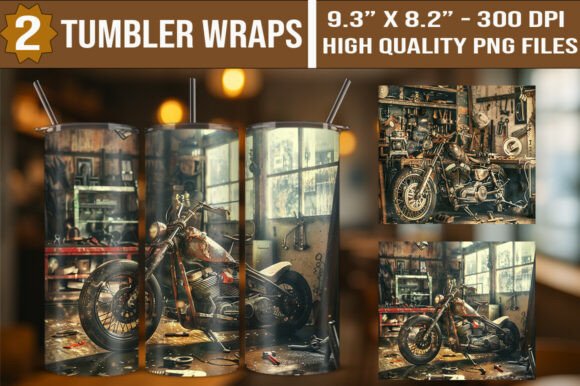 Vintage Motorcycle Tumbler Wraps Bundle