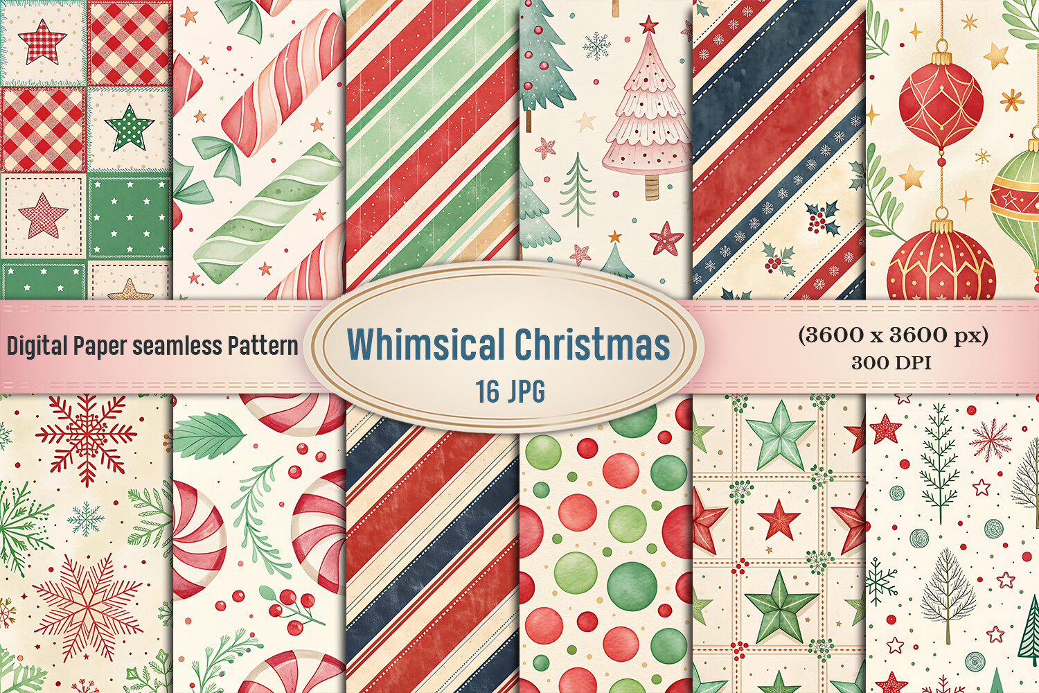 Whimsical Christmas Digital Paper Bundle