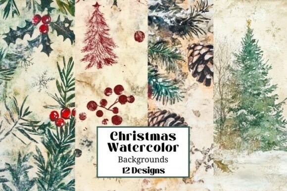 12 Watercolor Christmas Backgrounds
