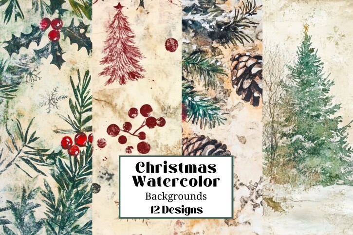 12 Watercolor Christmas Backgrounds