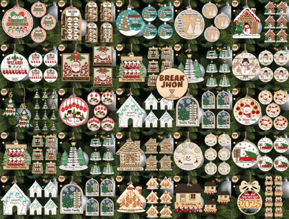 Bundle Personalize Christmas Ornament laser cut file