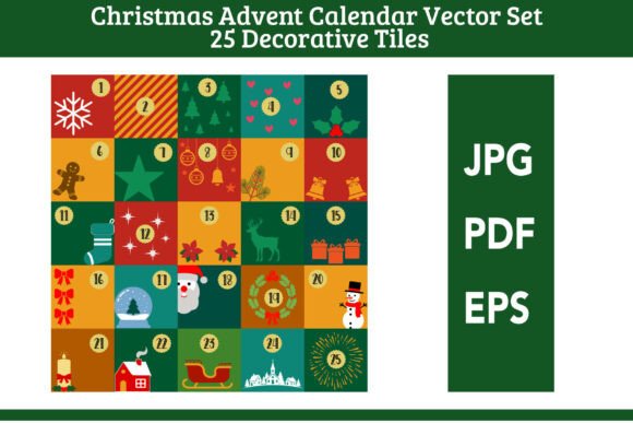Christmas Advent Calendar Vector Set X25