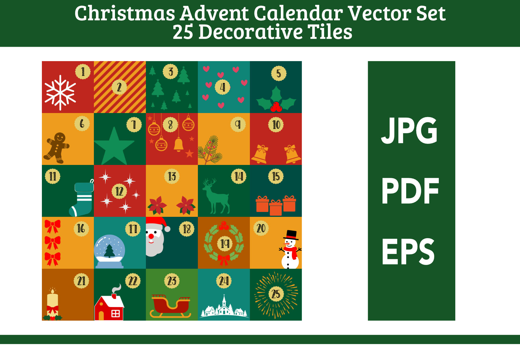 Christmas Advent Calendar Vector Set X25