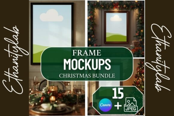 Christmas Vertical Frame Mockups Graphic Frames & Posters By ethanitylab