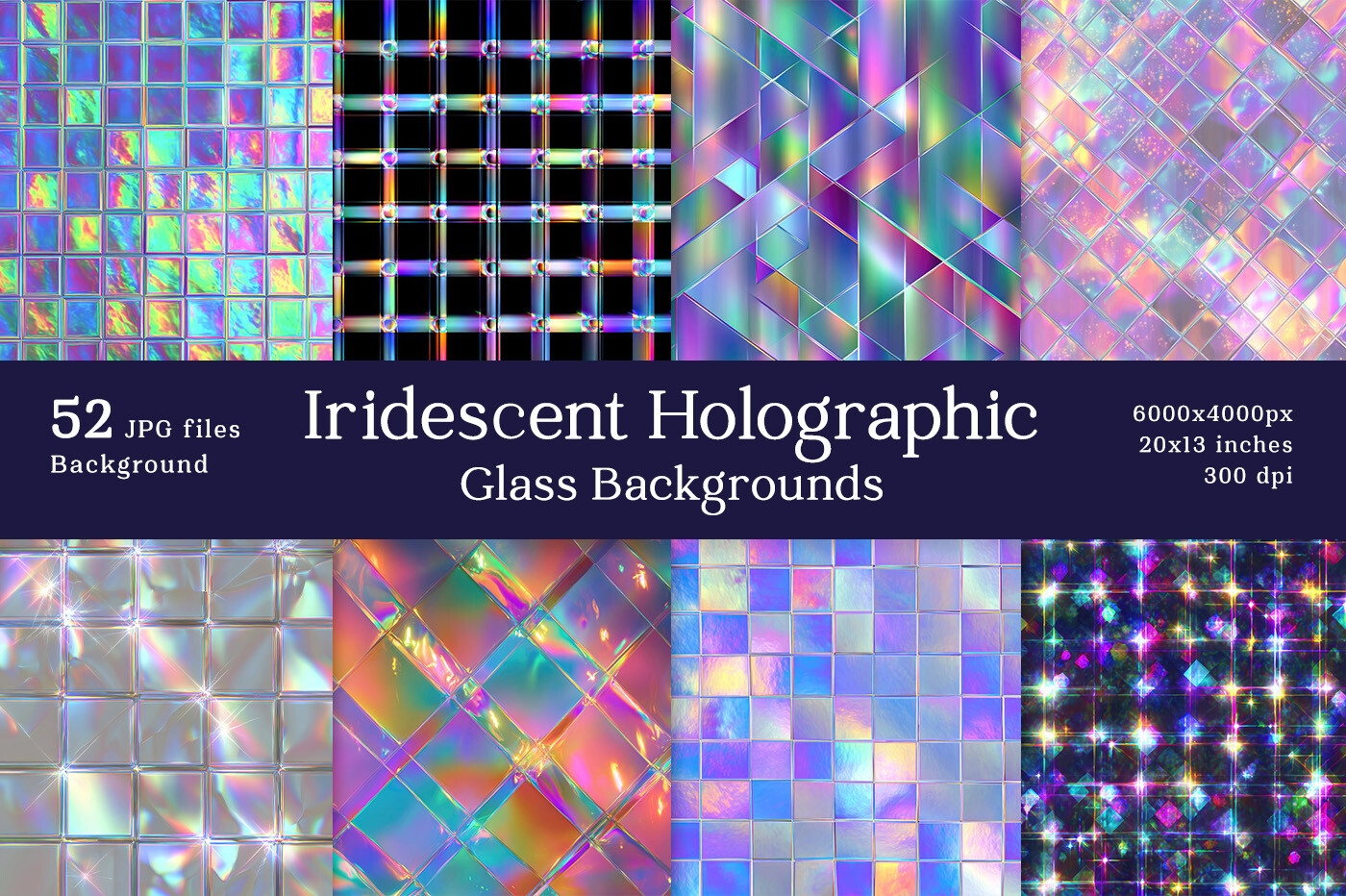 Iridescent Holographic Glass Backgrounds