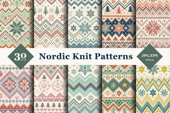 Nordic Knit Seamless Patterns 01