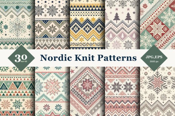 Nordic Knit Seamless Patterns 03