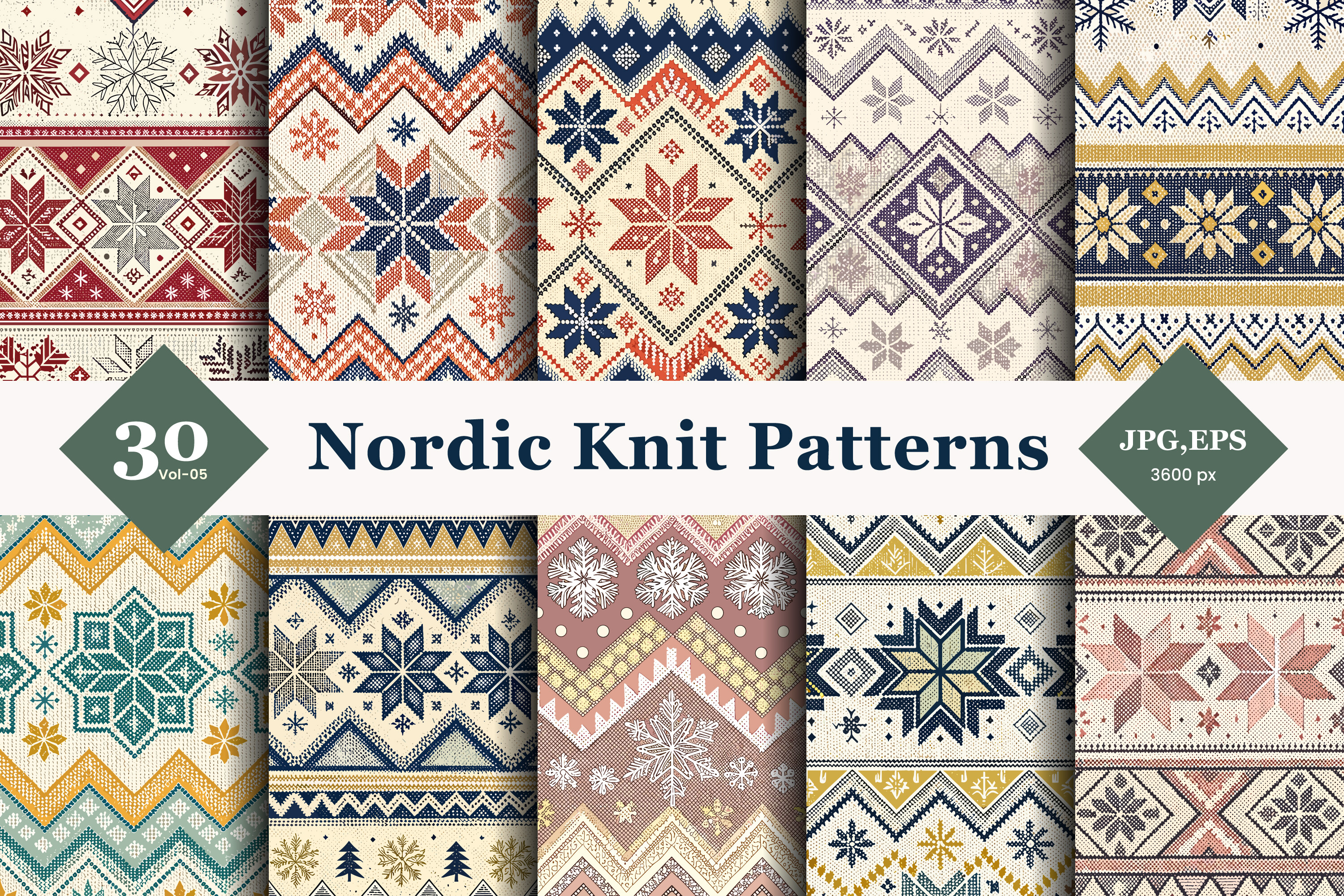 Nordic Knit Seamless Patterns 05