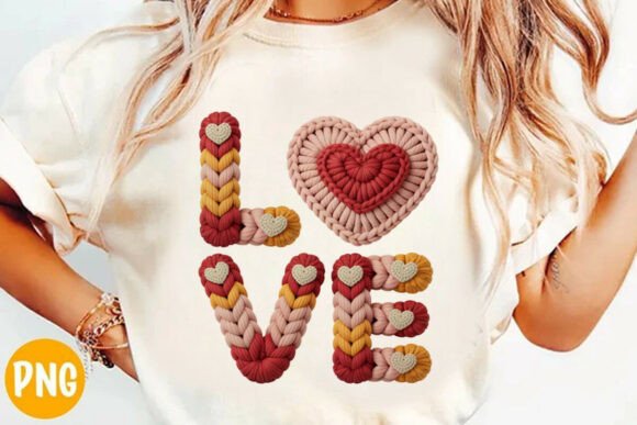 Valentine Love Crochet Yarn PNG