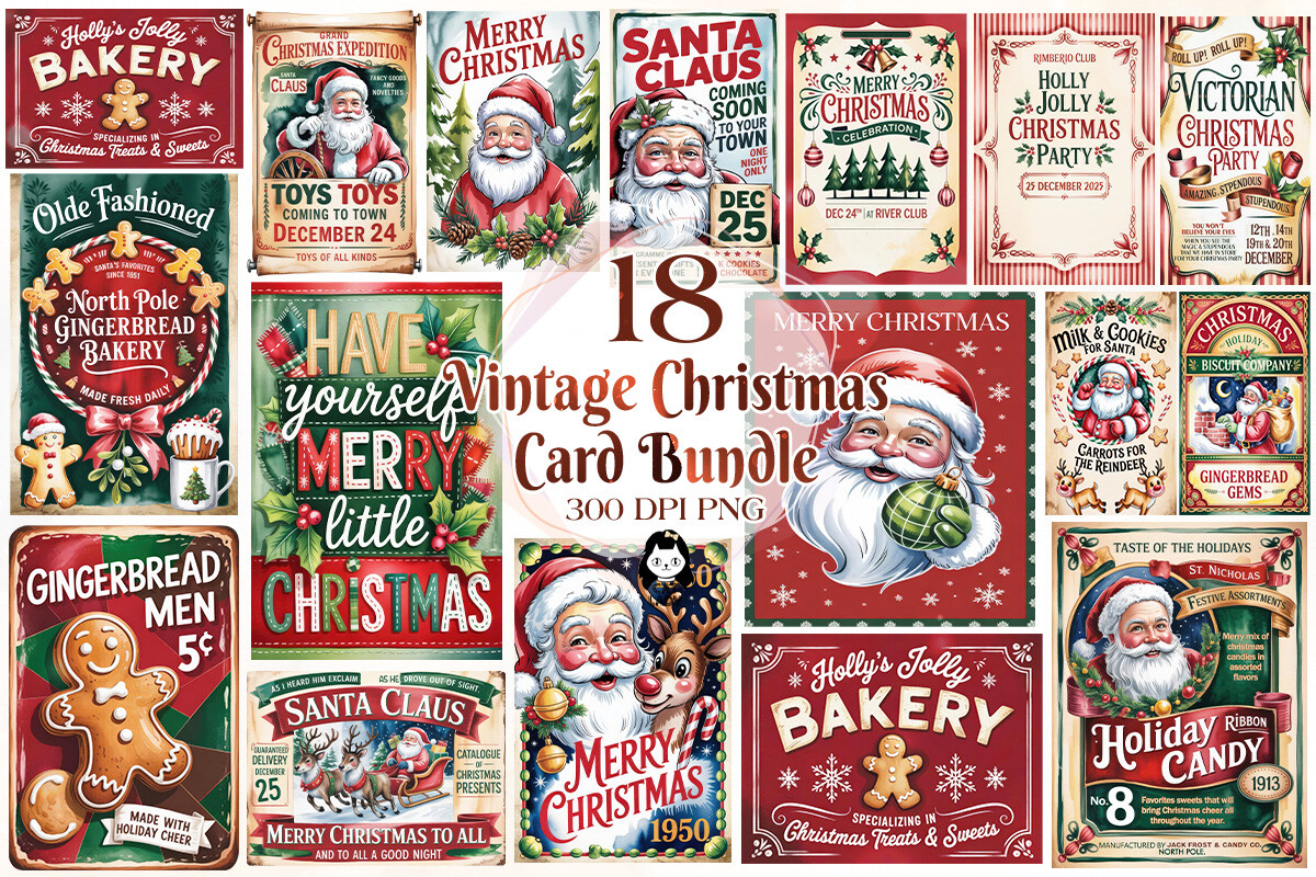 Vintage Christmas Card Quotes Bundle