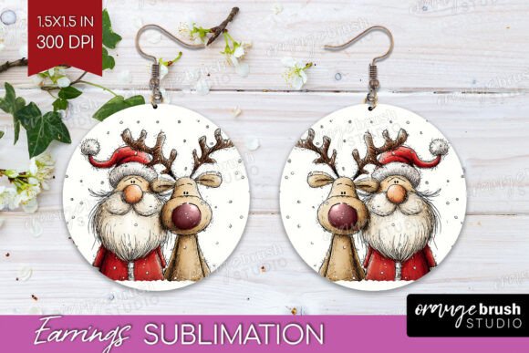 Whimsical Christmas Round Earrings PNG