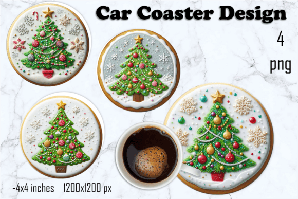Christmas Cupcakes Car Coasters