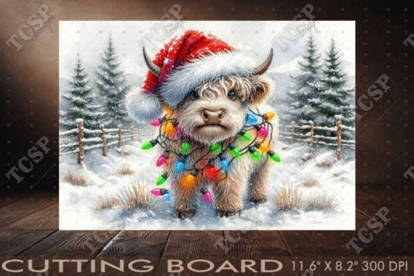 Christmas Highland Cow Cutting Board