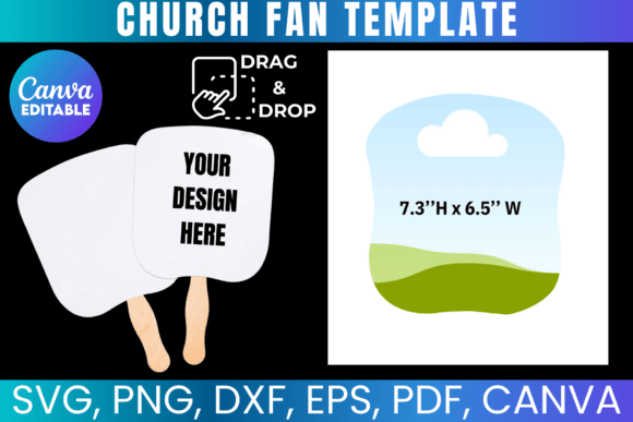 Church Fan Template, Custom Paddle Fan Graphic Print Templates By Gfx Shaown