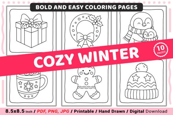 Cozy Winter Bold and Easy Coloring Pages