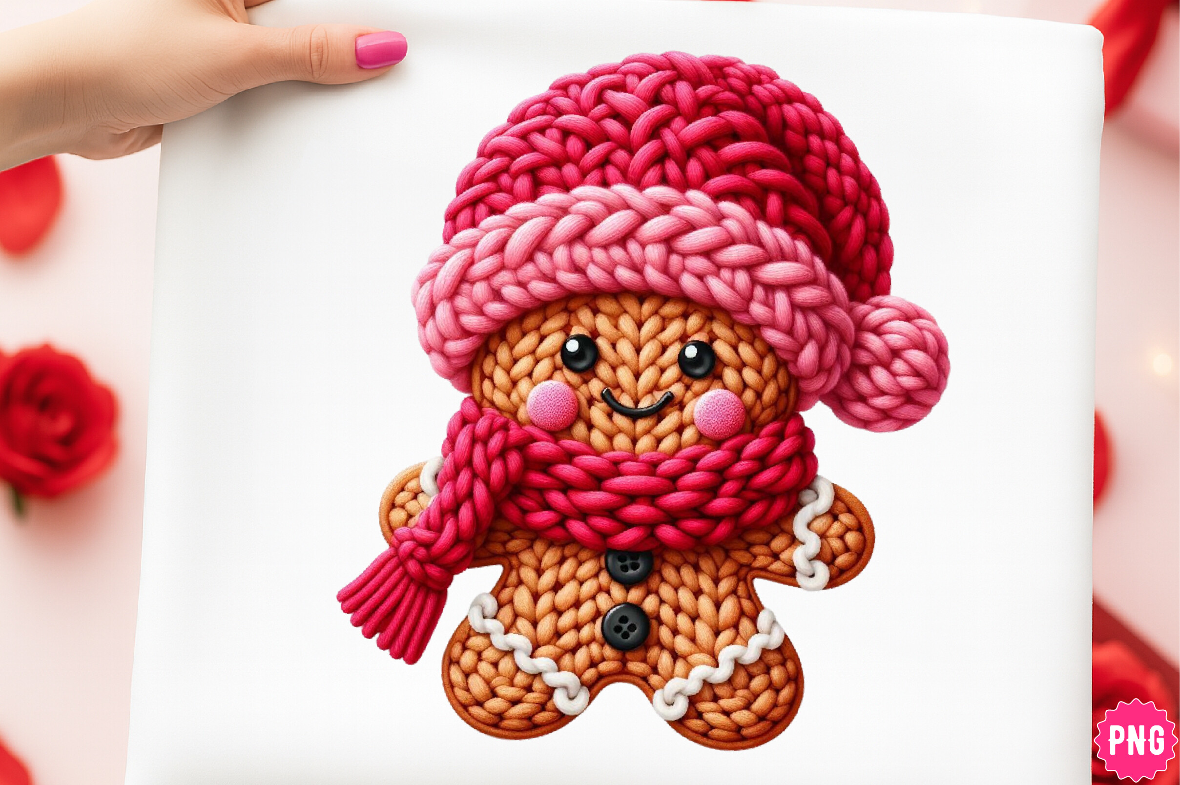 Crochet Yarn Christmas Teddy Bear PNG