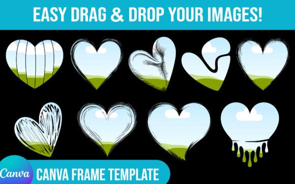 Editable Valentine's Day Canva heart frame for photo collages