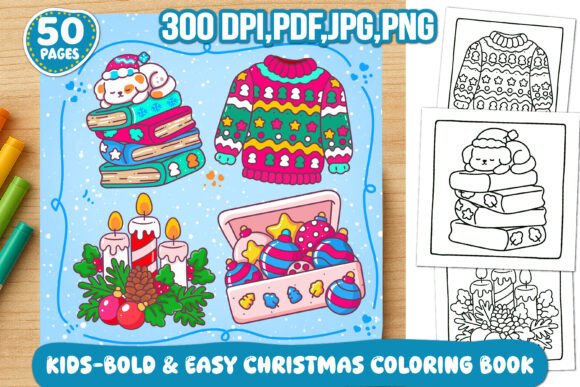 Kids-Bold & Easy Christmas Coloring Book