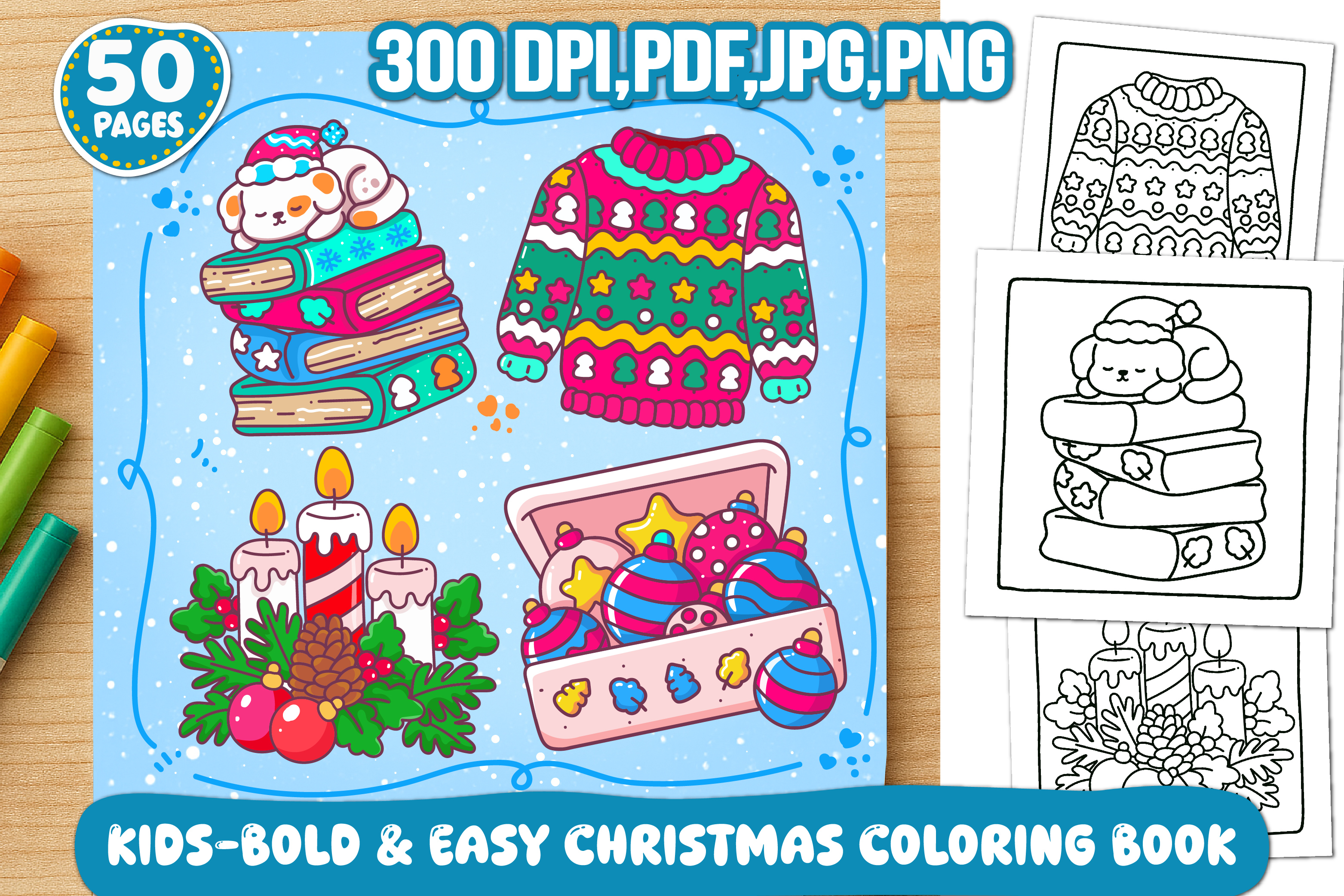 Kids-Bold & Easy Christmas Coloring Book
