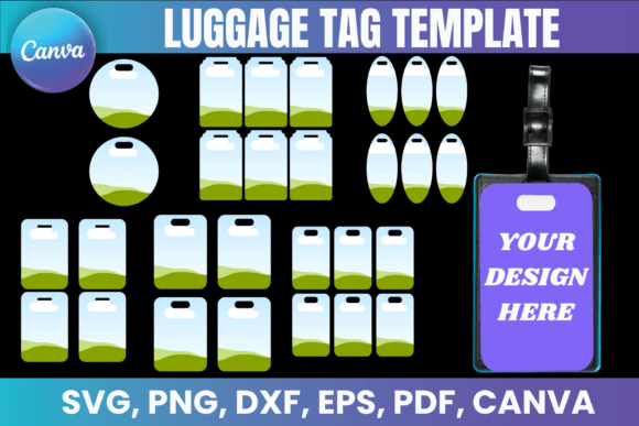 Luggage Tag Template, Canva Editable Tag