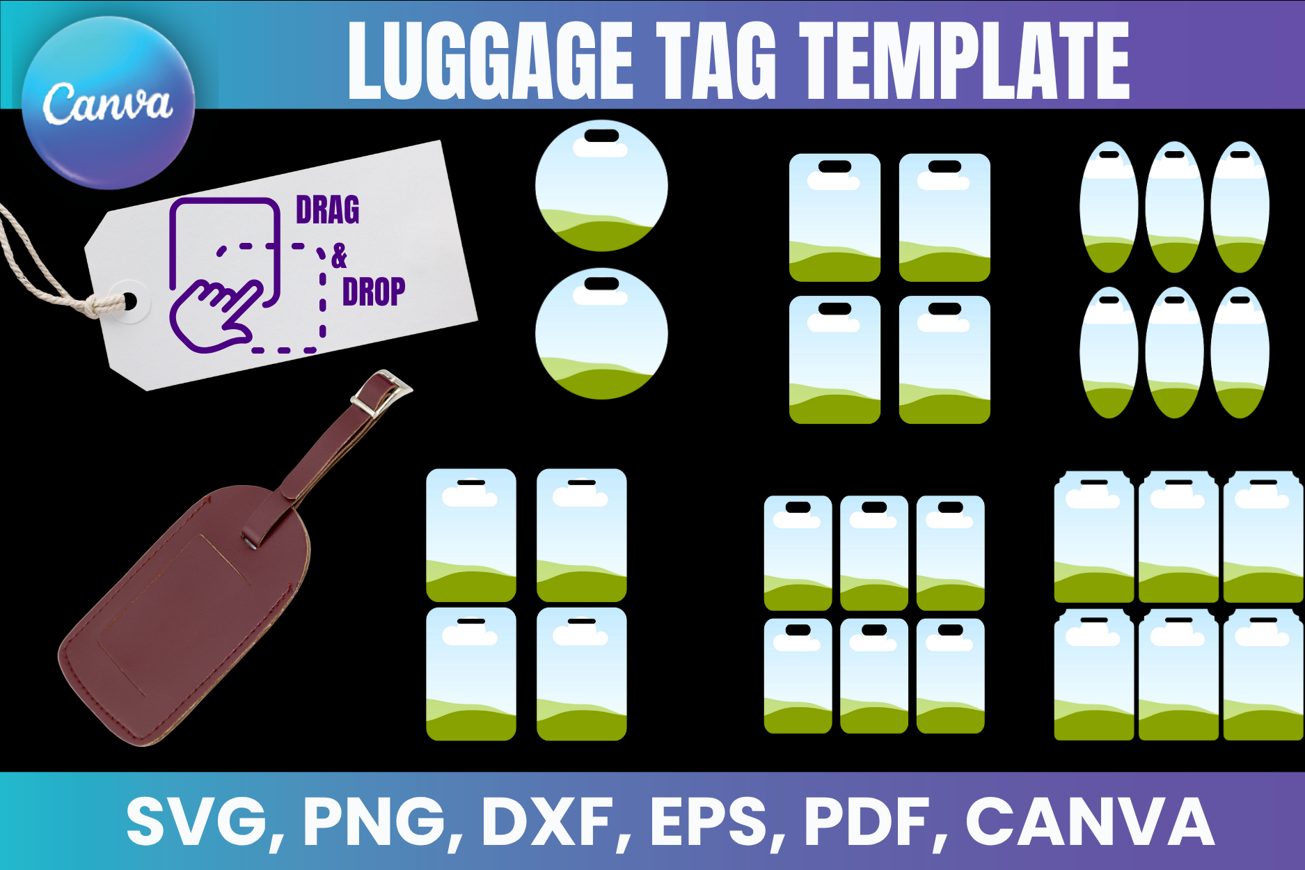 Luggage Tag Template, Work Badge Tag