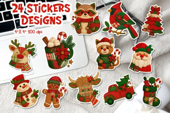 Patchwork Christmas Stickers Bundle