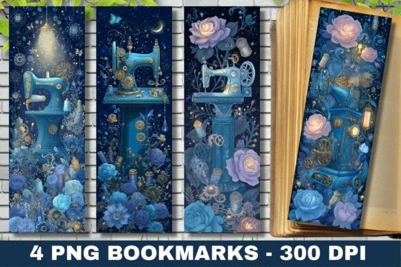 Steampunk Roses Sewing Machine Bookmark