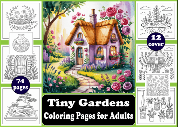 Tiny Gardens Coloring Pages for Adults