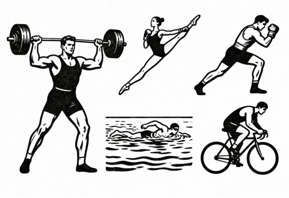 Vintage Sports Illustrations Clip Art