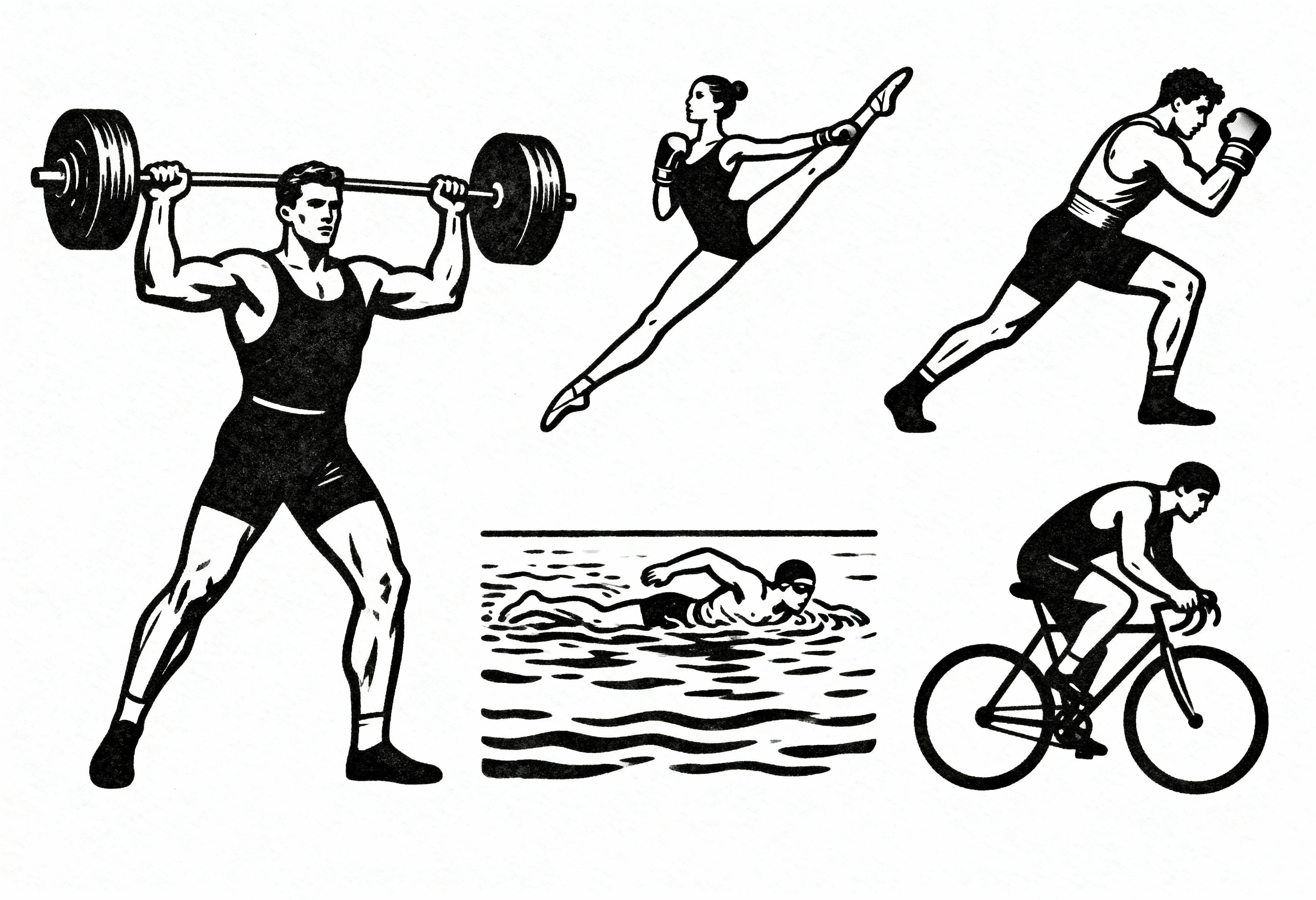 Vintage Sports Illustrations Clip Art