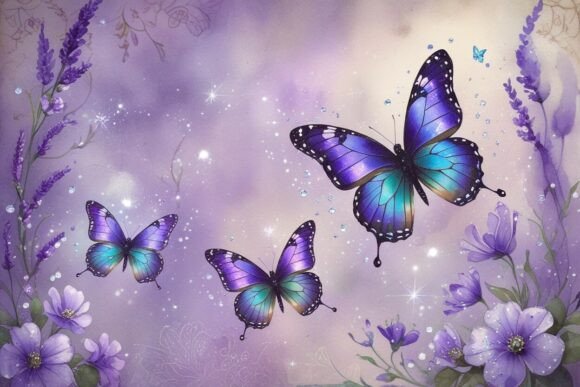 Butterfly Sparkle Purple Background