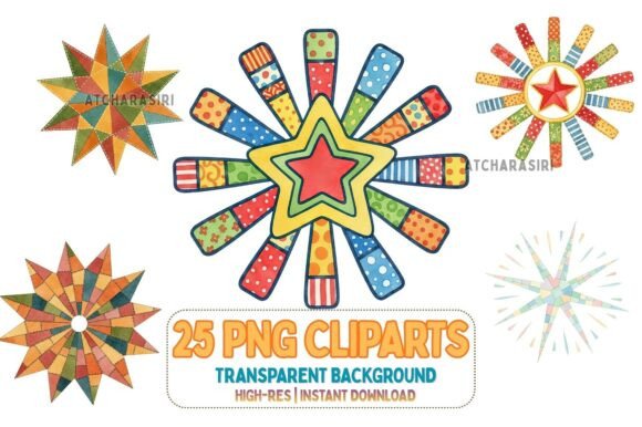 Century Atomic Starburst Clipart Set