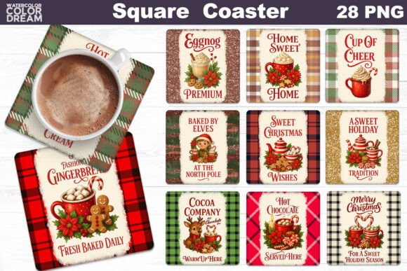 Christmas Bakery Square Coaster Bundle