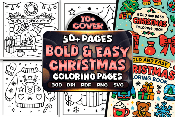 Easy Christmas Coloring Pages Bundle