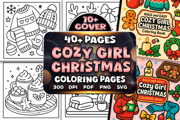 Easy Cozy Girl Christmas Coloring Pages