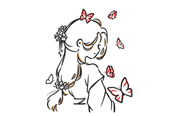 Girl with Butterflies