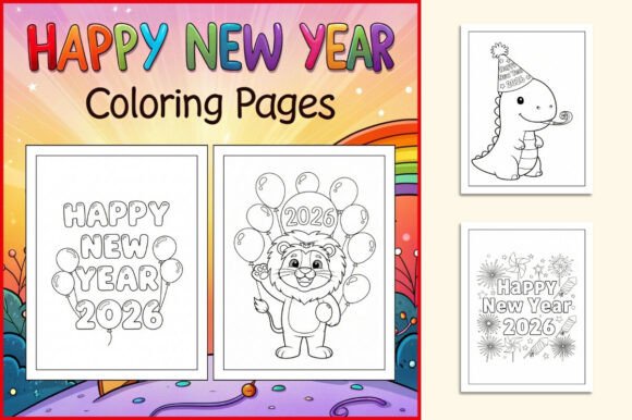 Happy New Year 2026 Coloring Pages