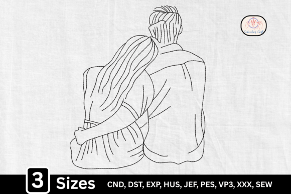 Minimal Romantic Couple Line Art Outline