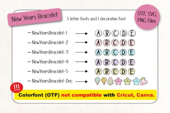 New Years Bracelet Font PNG with transparent background - Preview 1
