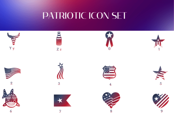 Patriotic Icon Set Font PNG with transparent background - Preview 3