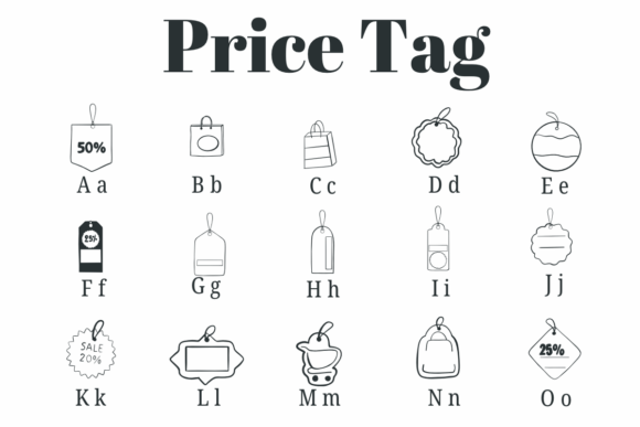 Price Tag Font PNG with transparent background - Preview 1