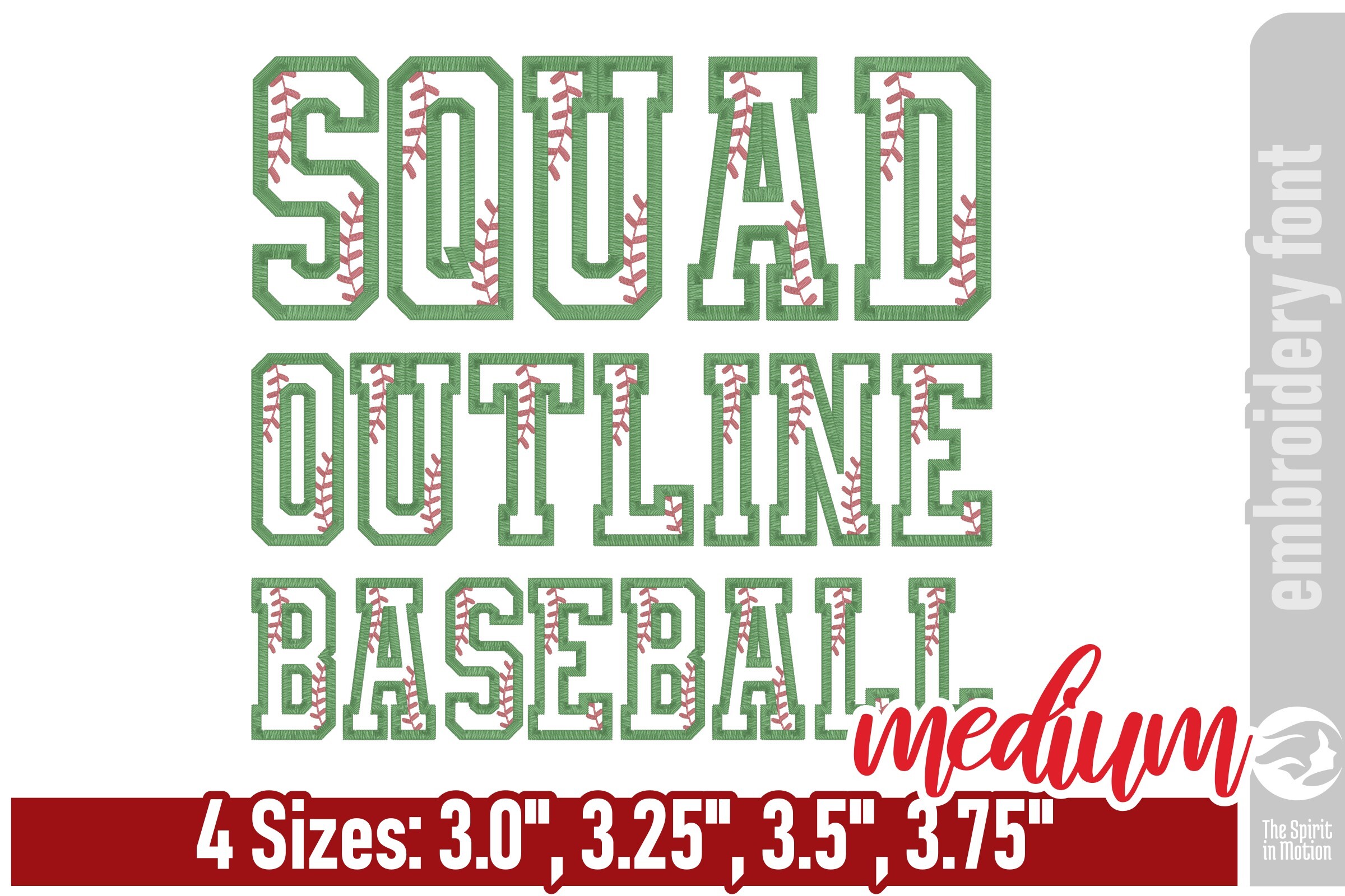 Squad Outline Baseball Font - Medium